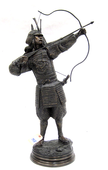 Appraisal: BRONZE SCULPTURE OF A JAPANESE WARRIOR an archer in battle