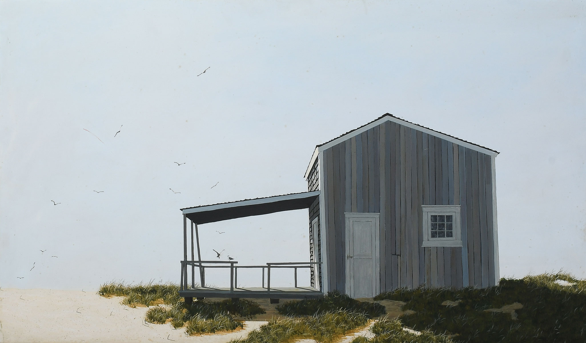 Appraisal: CROMARTIE James H b Beach Shack Oil Masonite '' x