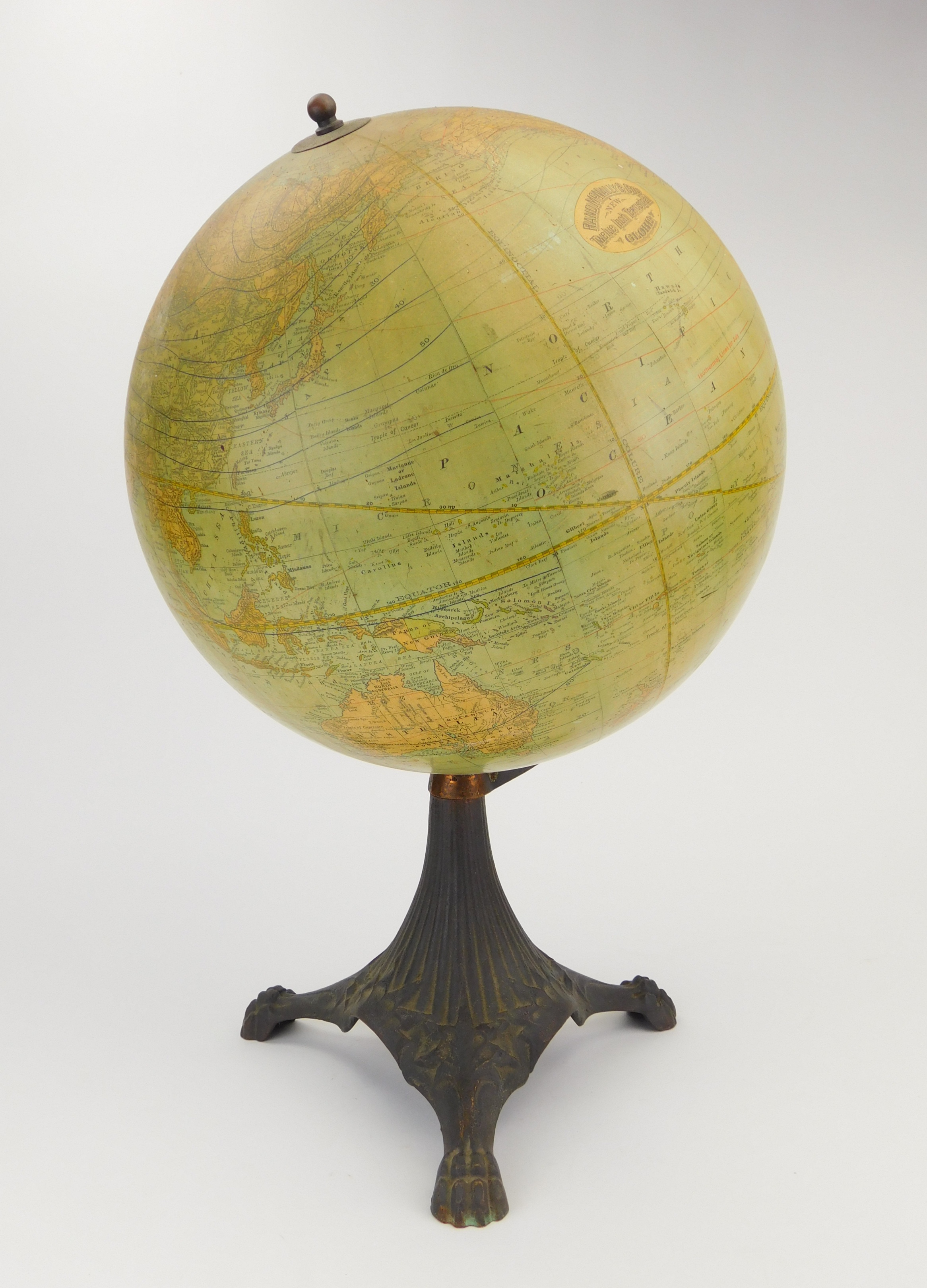 Appraisal: Rand McNally new inch terrestrial globe set on cast iron