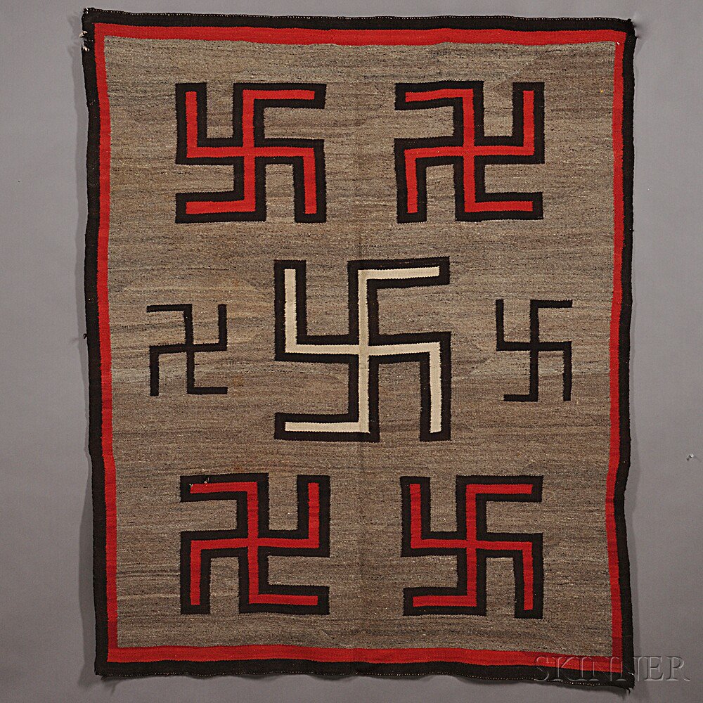 Appraisal: Navajo Rug woven with natural and synthetic dyed homespun wool