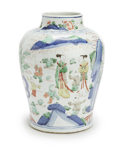 Appraisal: A Wucai baluster vase Painted with groups of boys playing