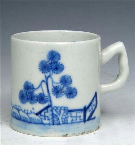 Appraisal: AN EARLY 'BOW BLUE' COFFEE CAN painted in the 'Banana