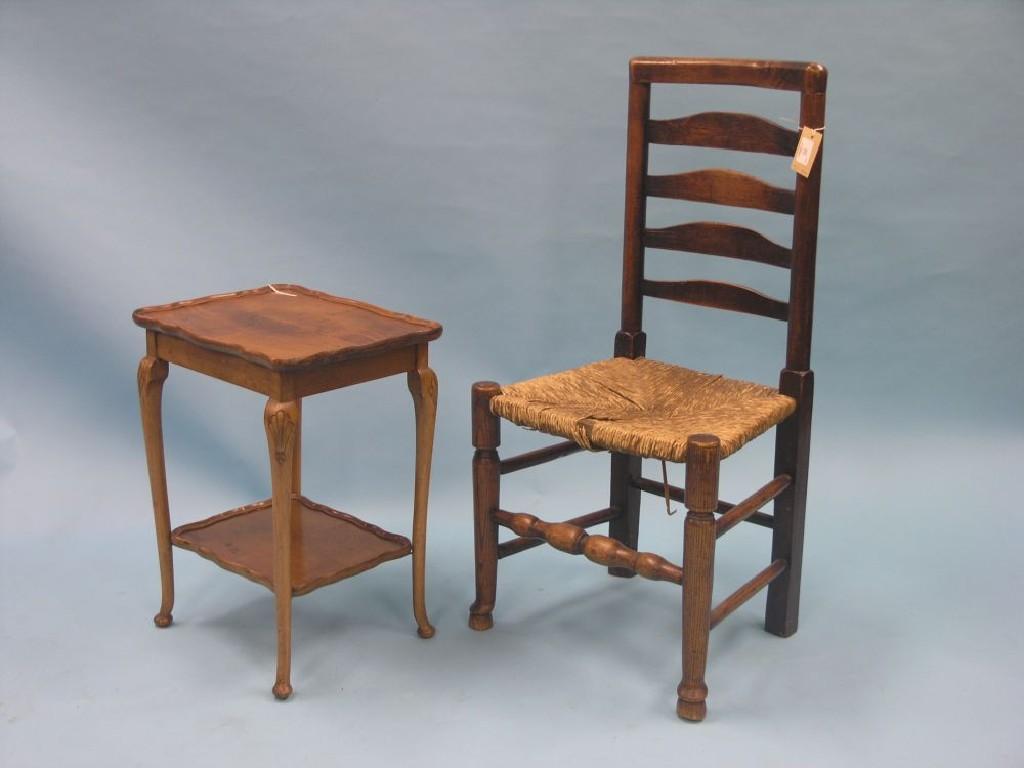 Appraisal: A Macclesfield-type ladder-back single chair ash and beech with rush