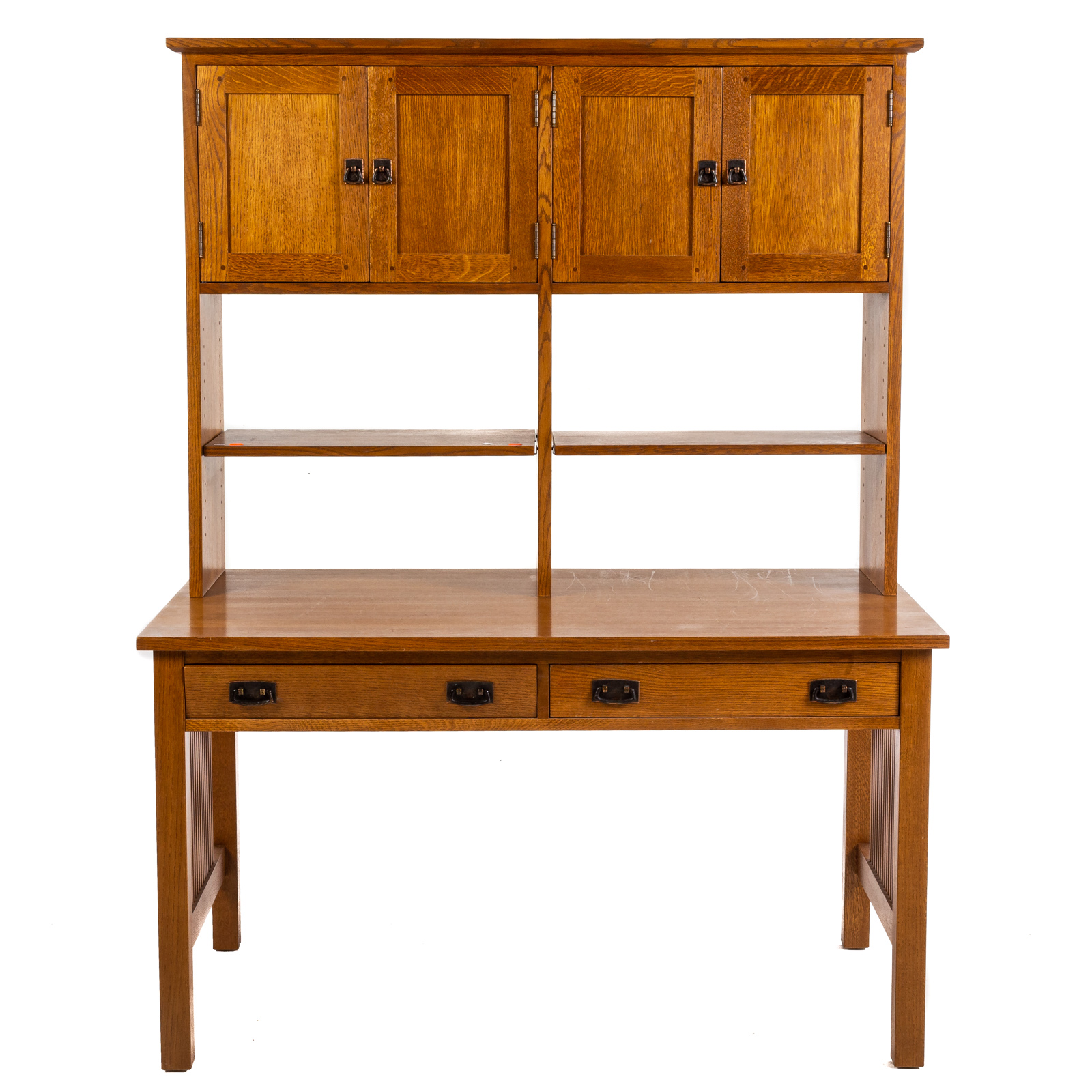 Appraisal: STICKLEY MISSION STYLE OAK DESK WITH HUTCH Third quarter th