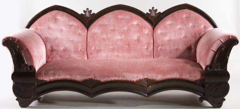 Appraisal: American Gothic Revival Sofa mid th century mahogany and mahogany