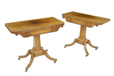 Appraisal: A pair of George IV rosewood card tables each with