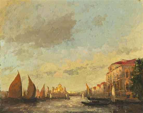 Appraisal: Albert Ferdinand Duprat Italian - Venetian Canal oil on panel