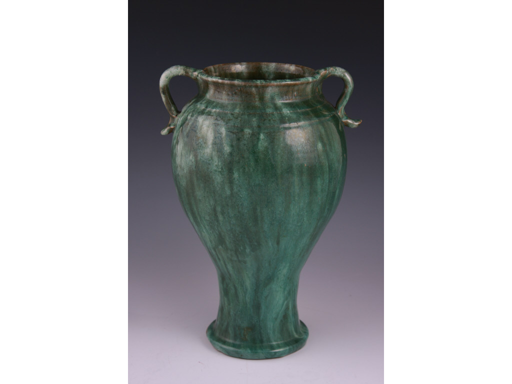 Appraisal: NC Pottery Vase 's- 's mottled Malachite green glaze probably