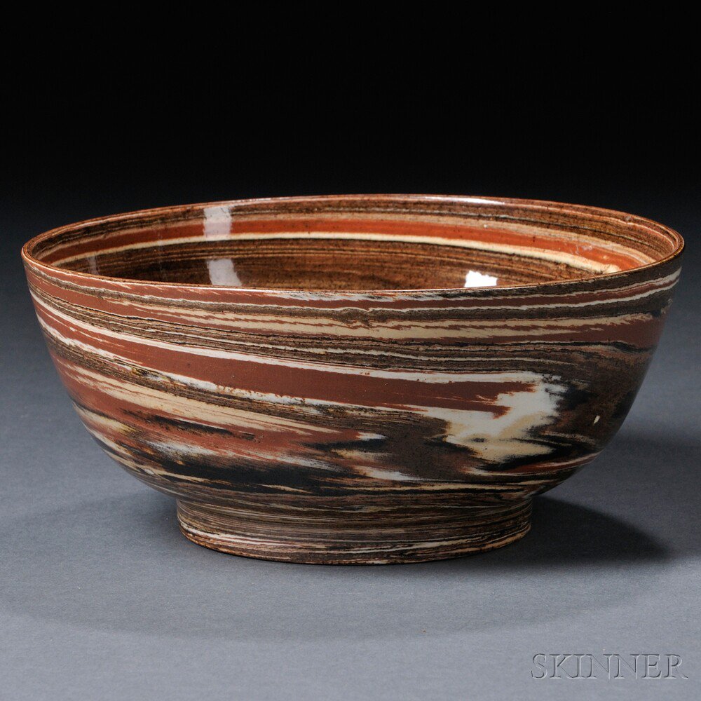 Appraisal: Staffordshire Solid Agate Bowl England c thrown in rust brown