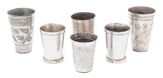 Appraisal: Sale Lot A Group of Six Metal Cups comprising a