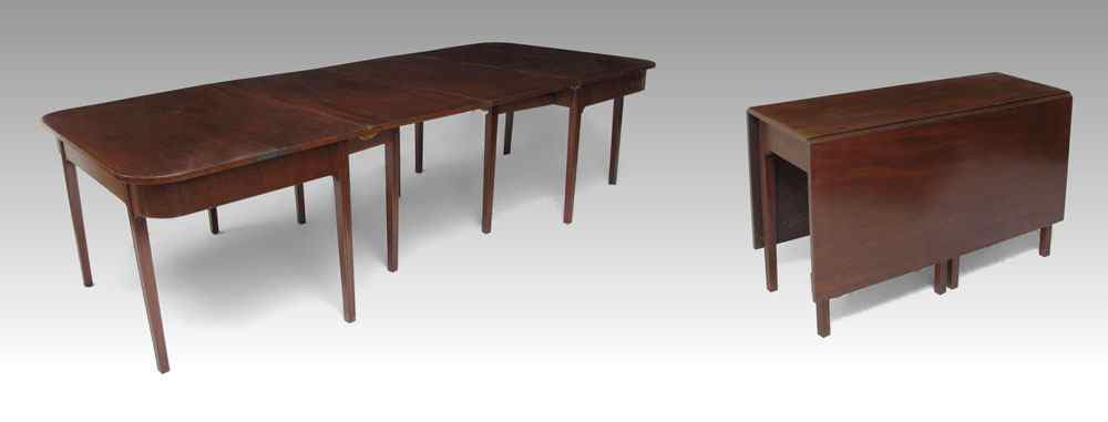 Appraisal: MAHOGANY THREE PART D END DINING TABLE Each end section