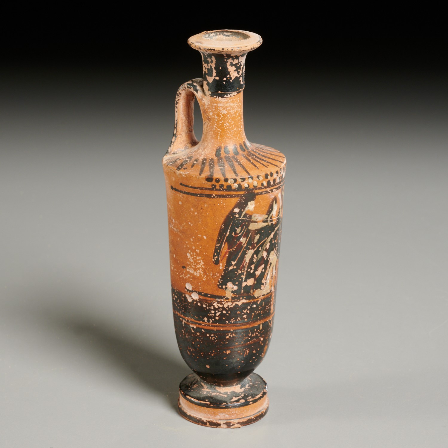 Appraisal: ANCIENT GREEK ATTIC BLACK FIGURE LEKYTHOS Likely c BCE -