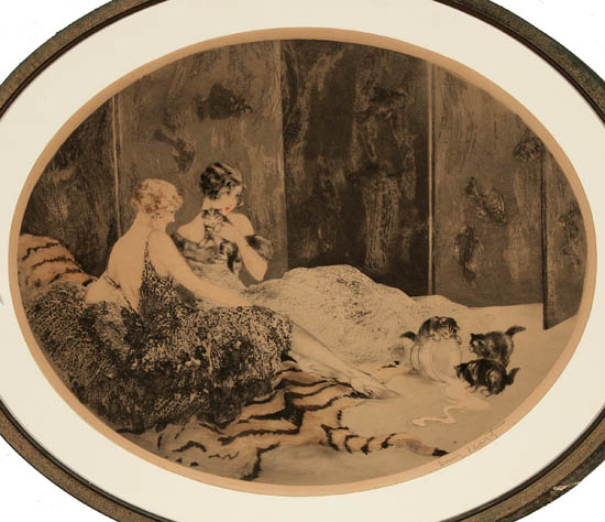 Appraisal: Louis Icart French - Spilled Milk Schnessel and Karmel Etching