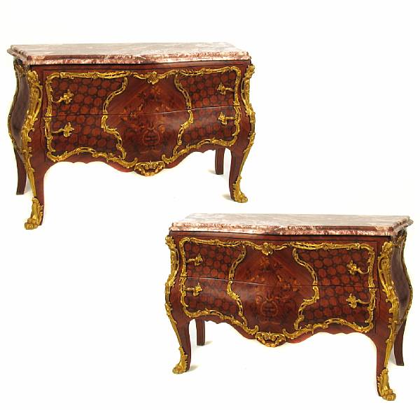 Appraisal: A pair of Louis XV style kingwood and marquetry decorated