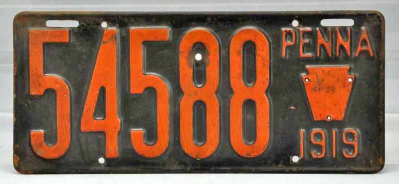 Appraisal: Lot of Pennsylvania Auto License Plates and Metal Includes a