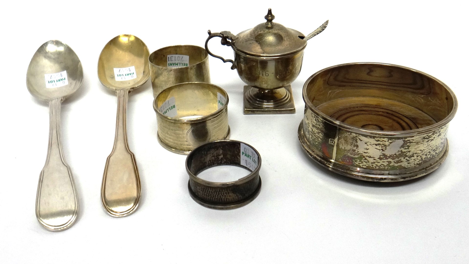 Appraisal: Silver and silver mounted wares comprising two fiddle and thread