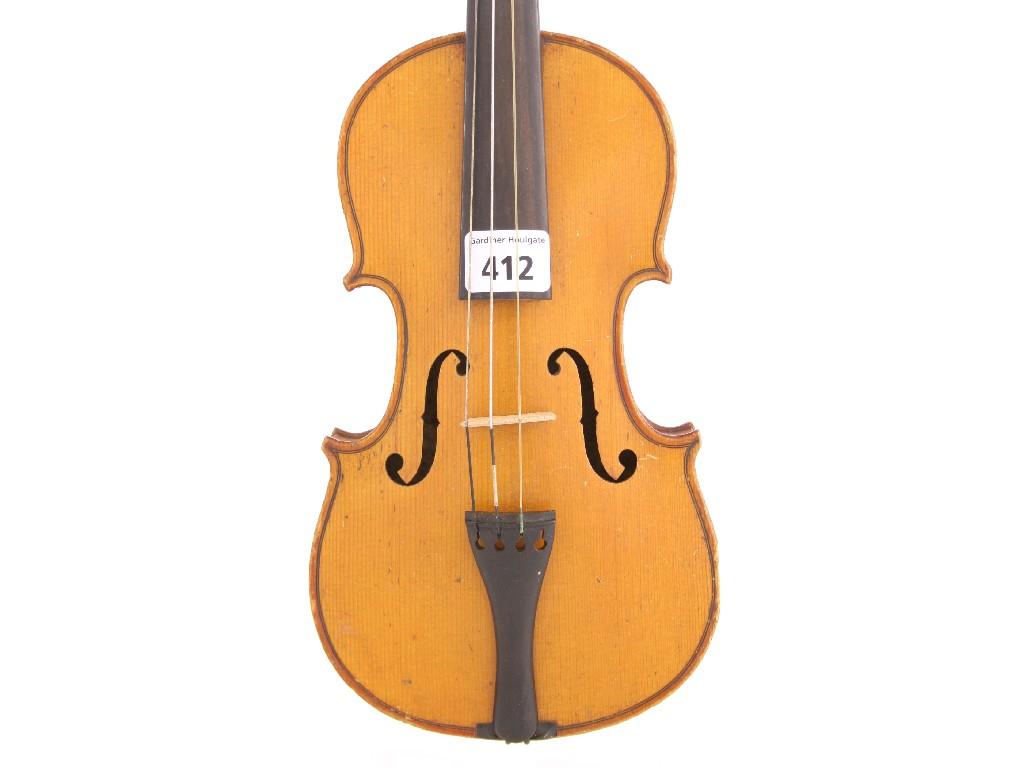 Appraisal: French child's size violin cm