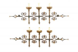 Appraisal: Pair French Renaissance Style Iron Wall Sconces French mid- th