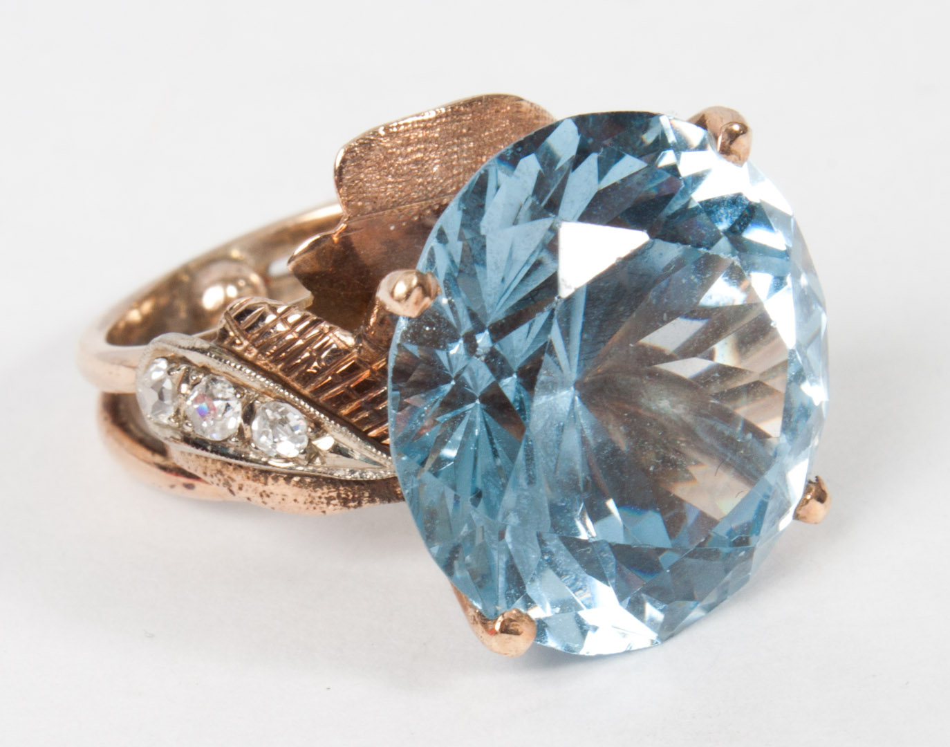 Appraisal: Large blue topaz diamond and gold ring K gold size