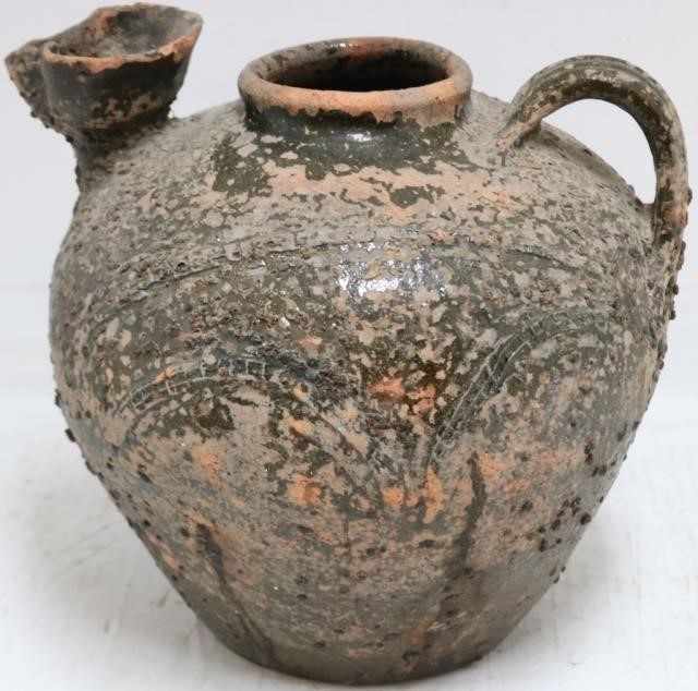 Appraisal: ROMAN CA - AD CARRYING JUG WITH SPOUT ANDHANDLE TERRA