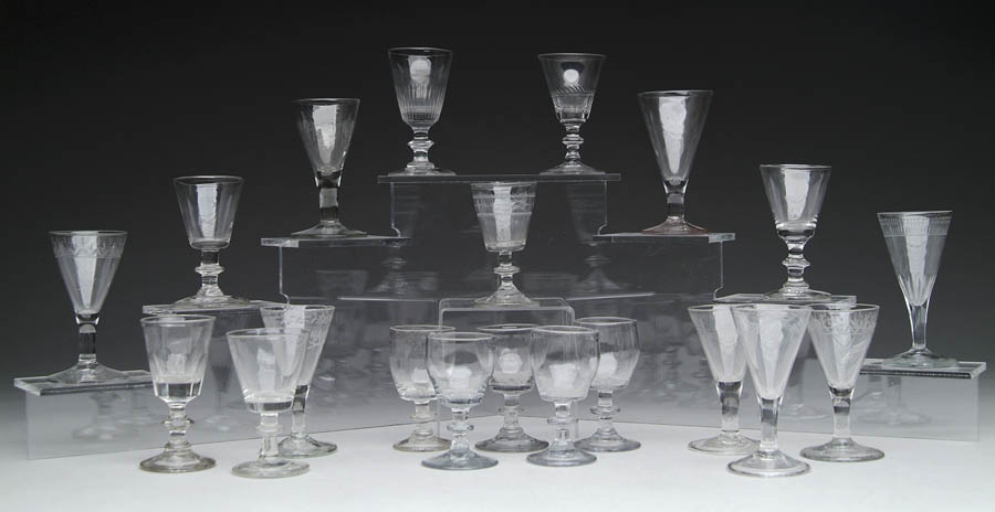 Appraisal: TWENTY CLEAR GLASS EARLY WINES Late th early th Century