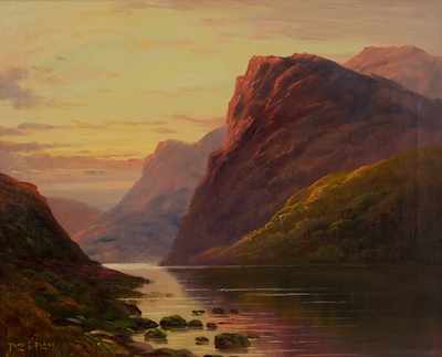 Appraisal: Thomas C Blake American b A Highland Sunset Oil on