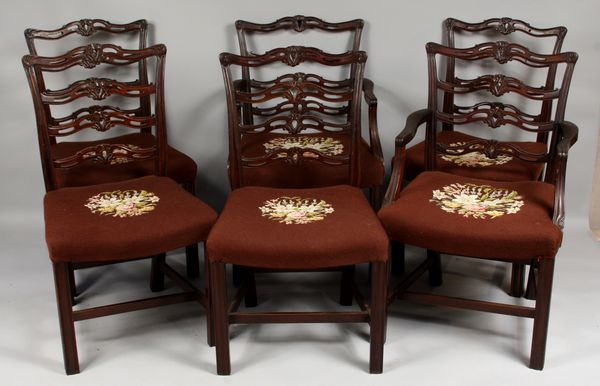 Appraisal: Set of six th Century Chippendale mahogany dining chairs having