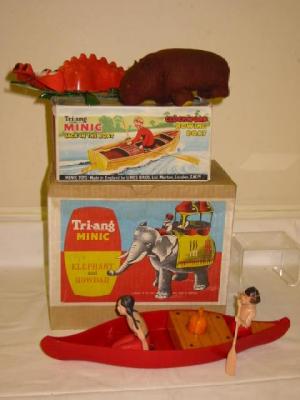 Appraisal: Triang Minic novelty toys Elephant and Howdah Jack-in-the-Boat both boxed