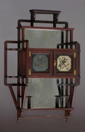 Appraisal: AESTHETIC MOVEMENT HANGING CABINET WITH INSET CLOISONN PANELS The -door