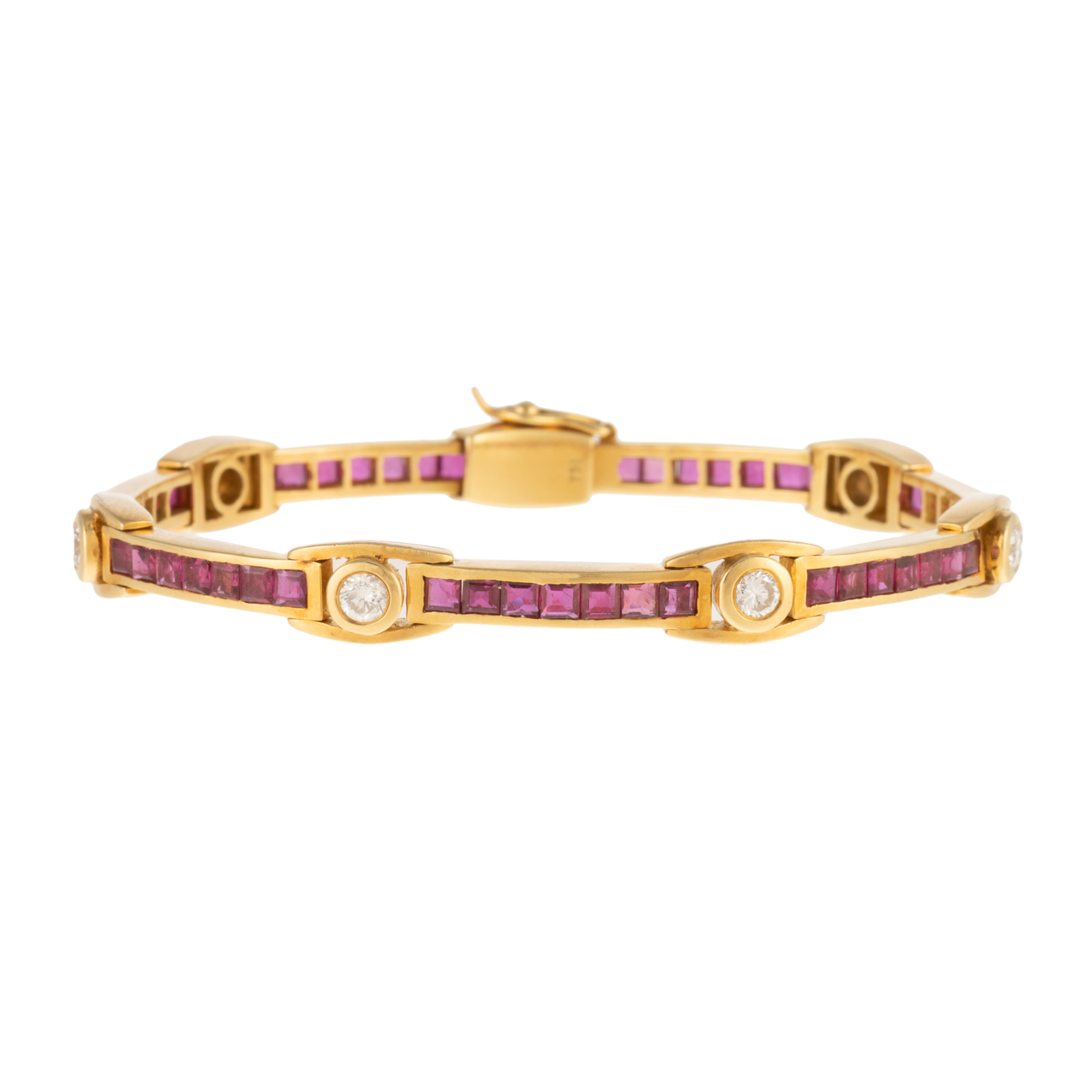 Appraisal: A CTW RUBY DIAMOND BRACELET IN K K yellow gold