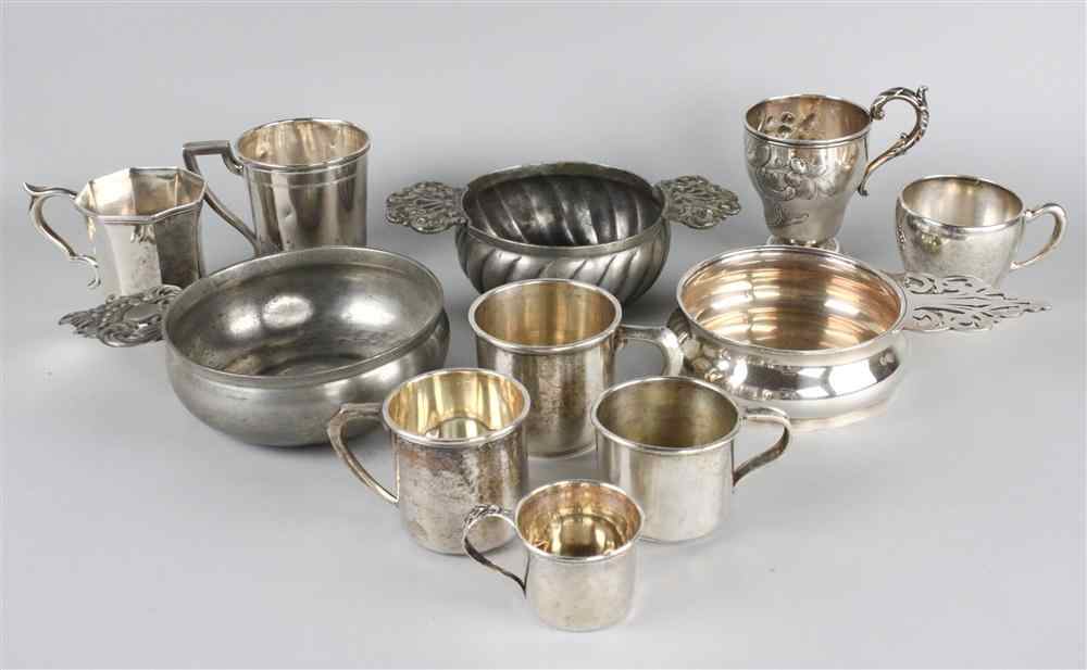 Appraisal: GROUP OF SILVER MUGS including a William Gale Son tapering