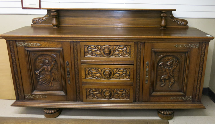 Appraisal: LARGE CARVED OAK SIDEBOARD German first half of the th