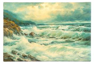 Appraisal: F Thomas Quigley Rocky Shore Oil on Canvas F Thomas