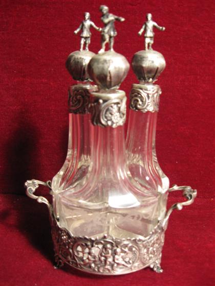 Appraisal: Continental silver cruet set th century dutch or german H