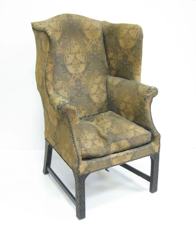 Appraisal: A Georgian mahogany framed Wing Armchair of small proportions with