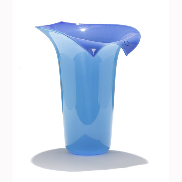 Appraisal: Venini Calla Murano art glass vase blue designed by Tyra