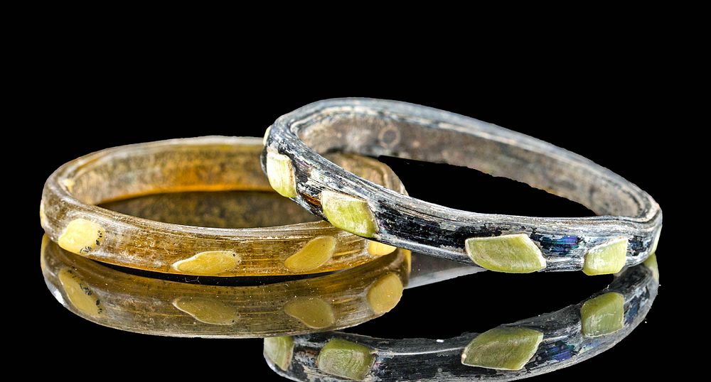 Appraisal: Two Miniature Roman Glass Bracelets w Applied Accents Roman Imperial