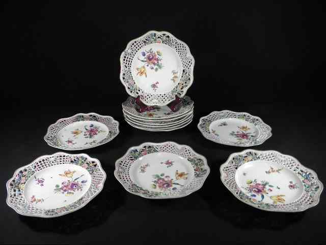 Appraisal: Set of twelve Herend Bavarian reticulated porcelain plates Circa early