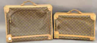 Appraisal: Two Louis Vuitton soft shell canvas and leather suitcases x