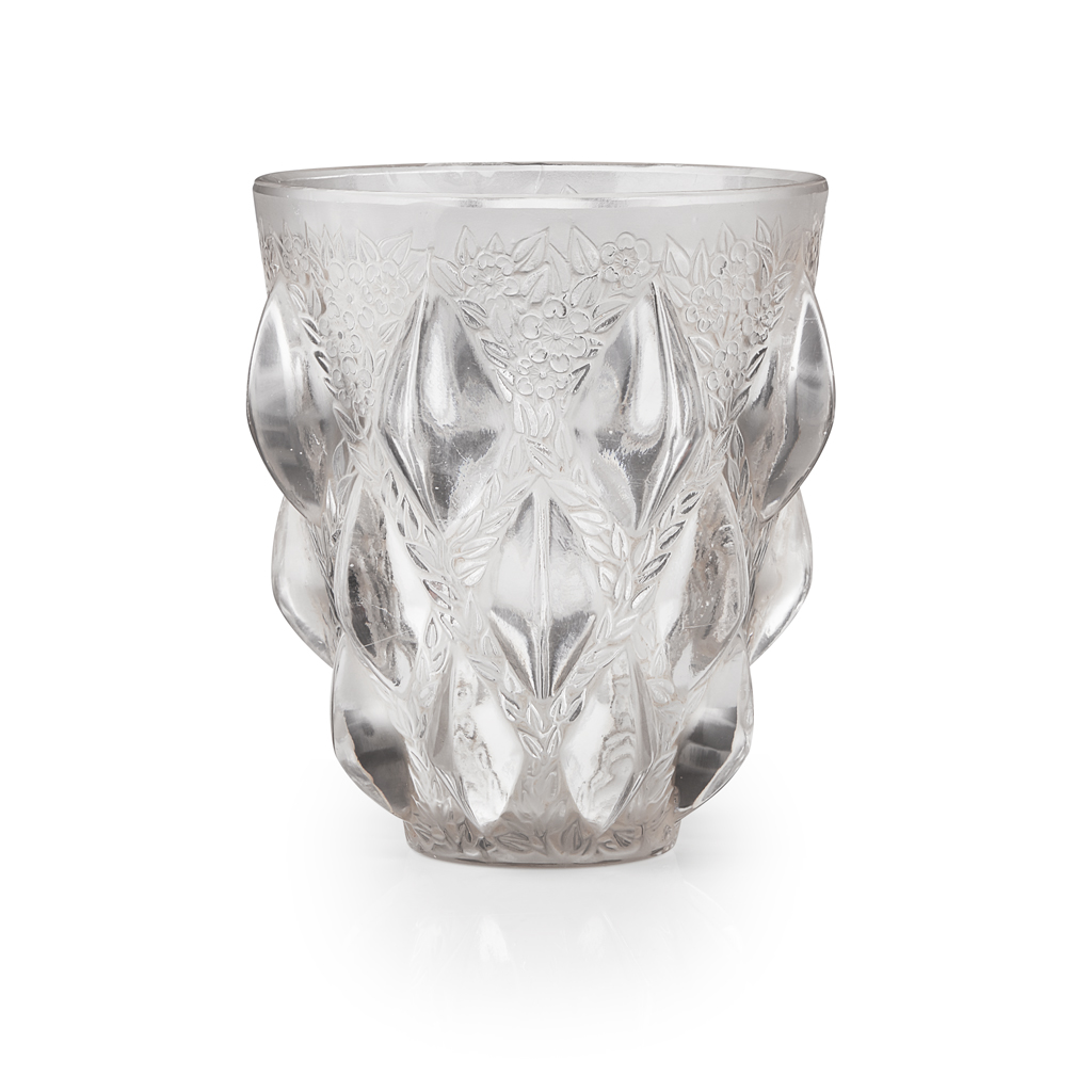 Appraisal: REN LALIQUE - 'RAMPILLION' FROSTED AND CLEAR GLASS VASE INTRODUCED