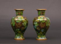 Appraisal: Pair of Miniature Cloisonn Vases This pair of miniature cloisonne