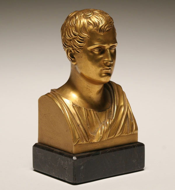 Appraisal: Napoleon bronze dore bust in the classical style the intense