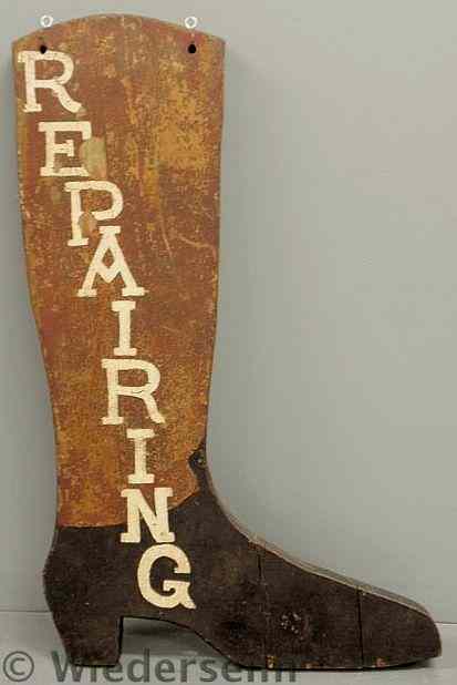 Appraisal: Carved boot trade sign Repairing late th c with some