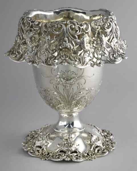 Appraisal: Reed and Barton sterling silver vase wine coolerwith a scalloped