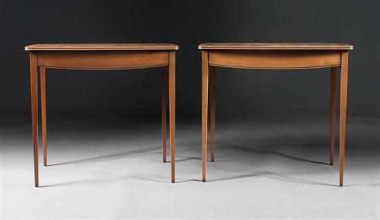 Appraisal: Pair of Kittinger Federal style stringer inlaid mahogany side tables