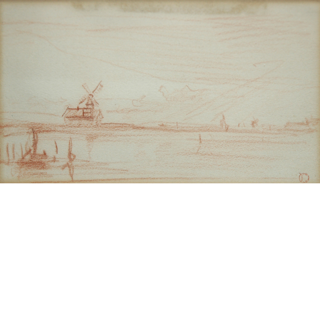 Appraisal: i Manner of Charles Francois Daubigny Landscape with Windmill Bears