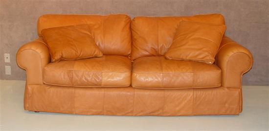 Appraisal: Hancock Moore Leather Sofa Late th Century Two cushions with