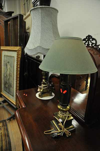 Appraisal: TWO CLASSICAL STYLE TABLE LAMPS WITH SHADES