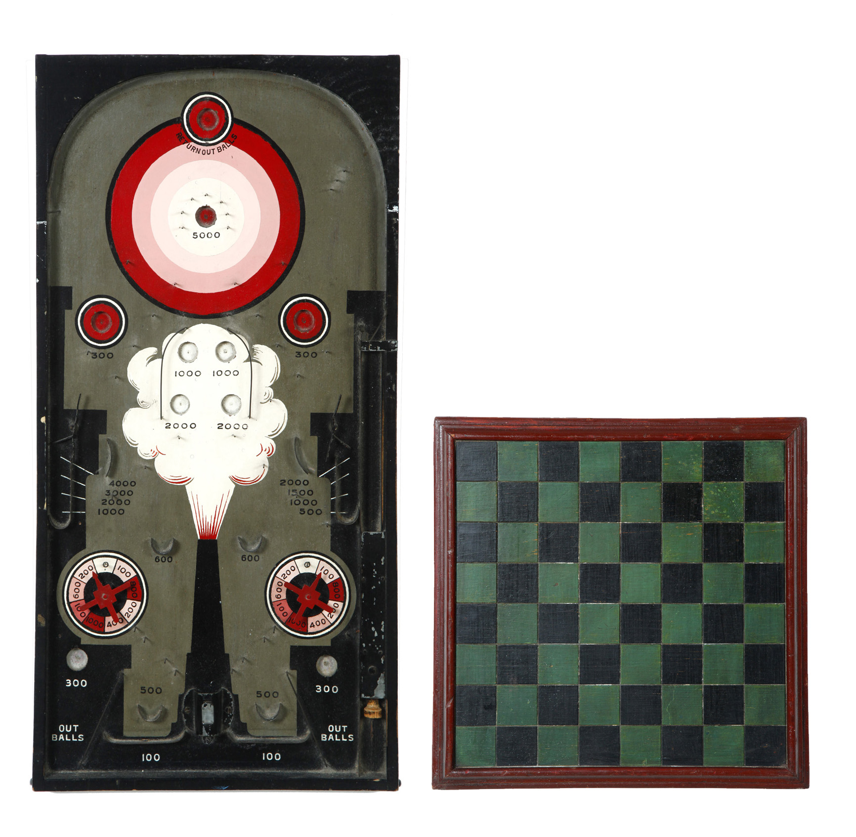 Appraisal: TWO GAMEBOARDS American th century Single-sided checkerboard with original paint