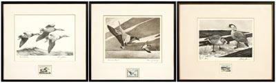 Appraisal: Three Federal duck stamp prints American Brant with stamp signed